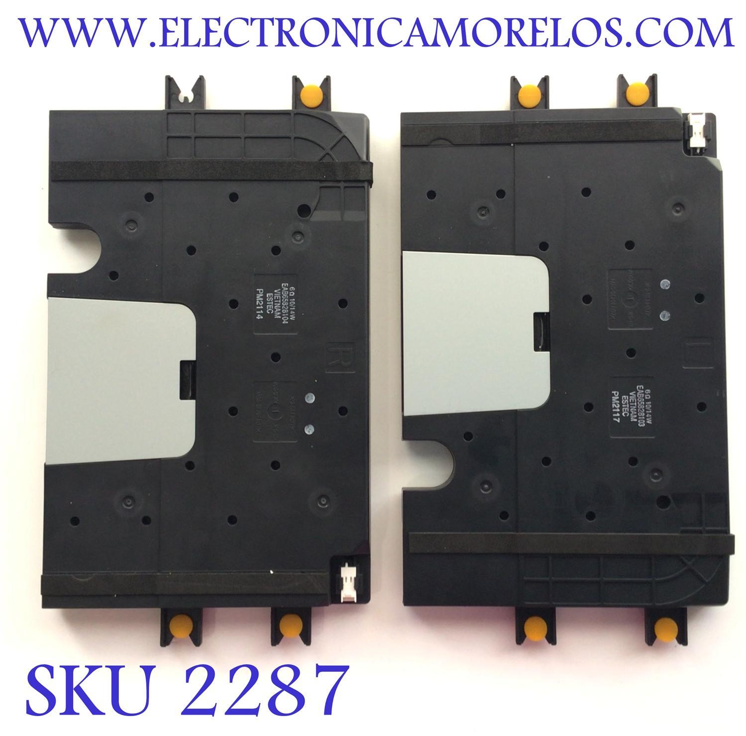 KIT DE BOCINAS (2PZS) PARA TV LG / NUMERO DE PARTE EAB65828104 / 6Ω 10/14W / PM2114  / EAB65828103 / 6Ω 10/14W / PM2117 / NUMERO DE PANEL HC550EQH-ABGA1-2144 / MODELO 55QNED80UQA.BUSFLJR